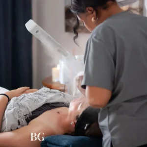 Mist spraying alongside massage